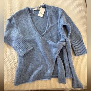 Blue Wrap Sweater-Dress